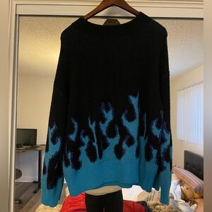 Black and blue flame sweater